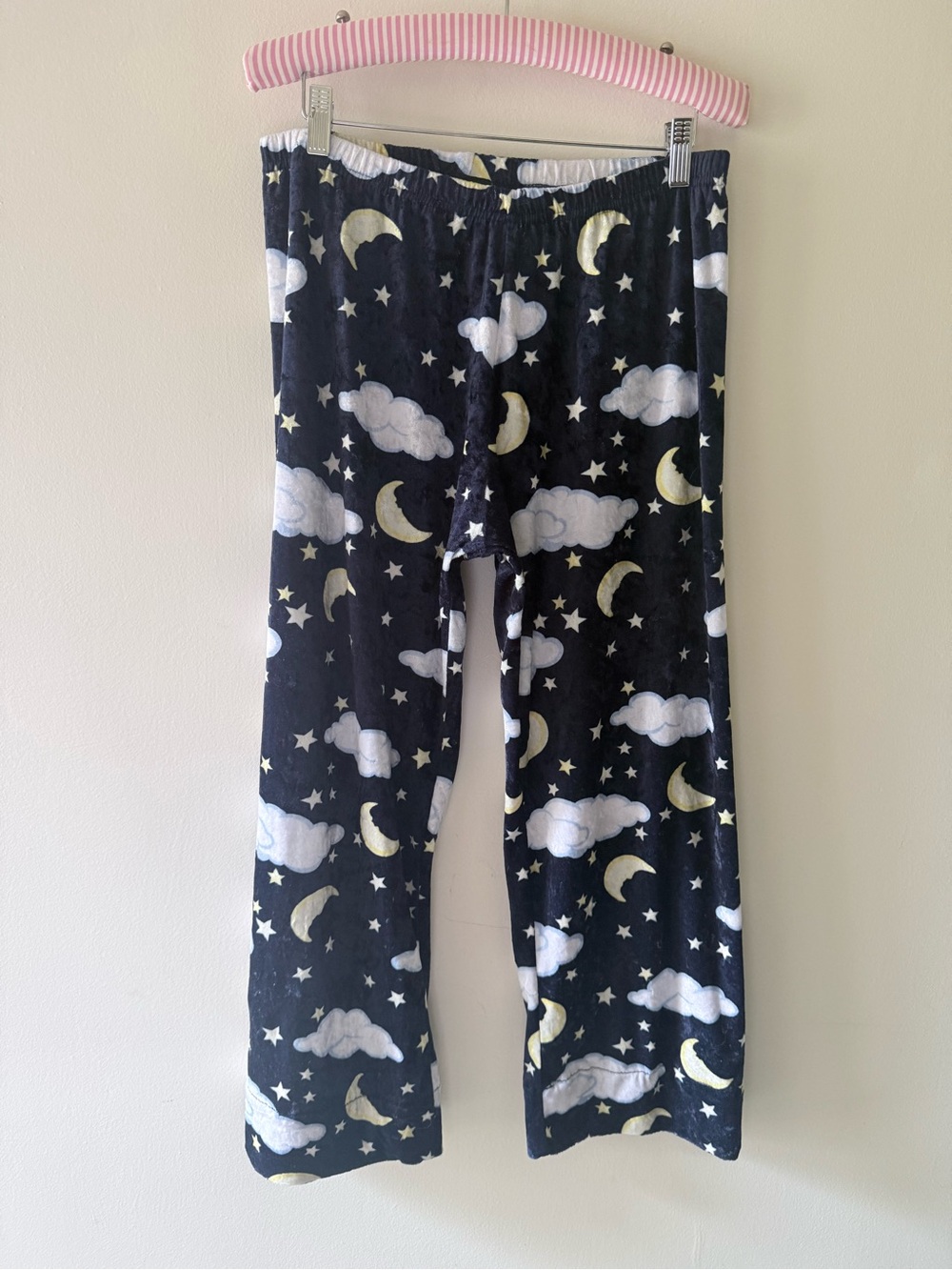 Vintage Y2K Celestial Moon Stars Velvet Pajama Pants PJ Girls Only L 30”